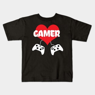 Gamer Heart With Video Game Controller Kids T-Shirt